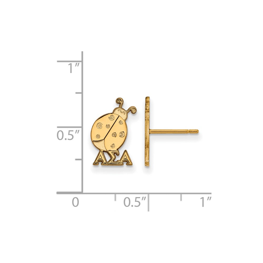 Vergoldet Sterlingsilber Logoart Alpha Sigma Sorority Symbol Extra Klein Ohrstecker