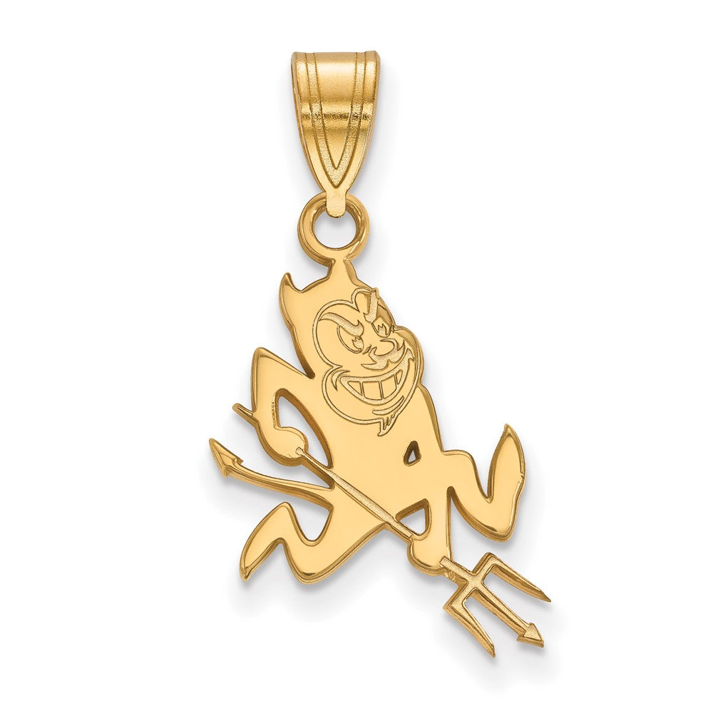 10K Gelbgold Logoart Arizona State University Sonne Devil Mittel Anhänger