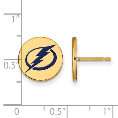 Vergoldet Sterlingsilber Nhl Logoart Tampa Bay Blitz Klein Emailliert Plättchen Ohrstecker