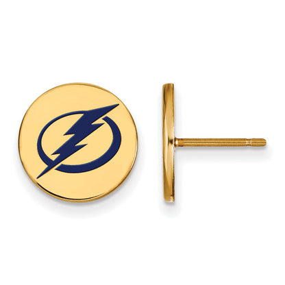 Vergoldet Sterlingsilber Nhl Logoart Tampa Bay Blitz Klein Emailliert Plättchen Ohrstecker