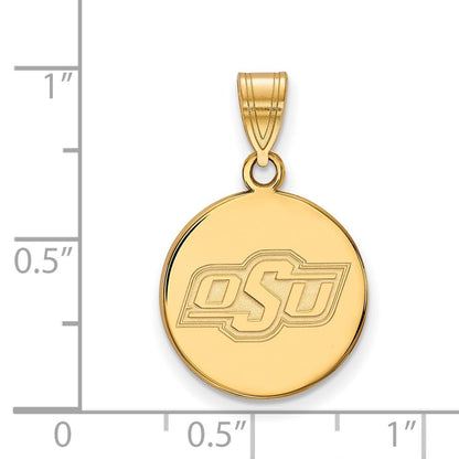 Vergoldet Sterlingsilber Logoart Oklahoma State University O S U Mittel Plättchen Anhänger