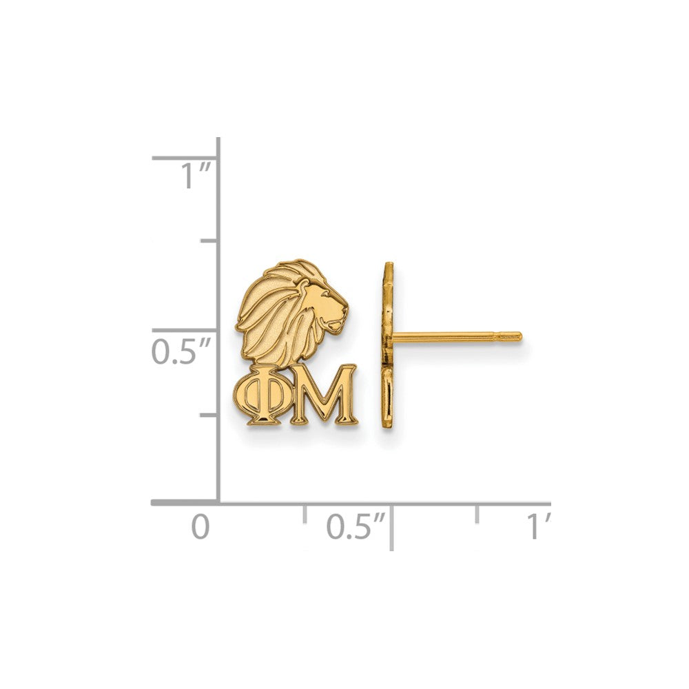 Vergoldet Sterlingsilber Logoart Phi Mu Sorority Symbol Extra Klein Ohrstecker