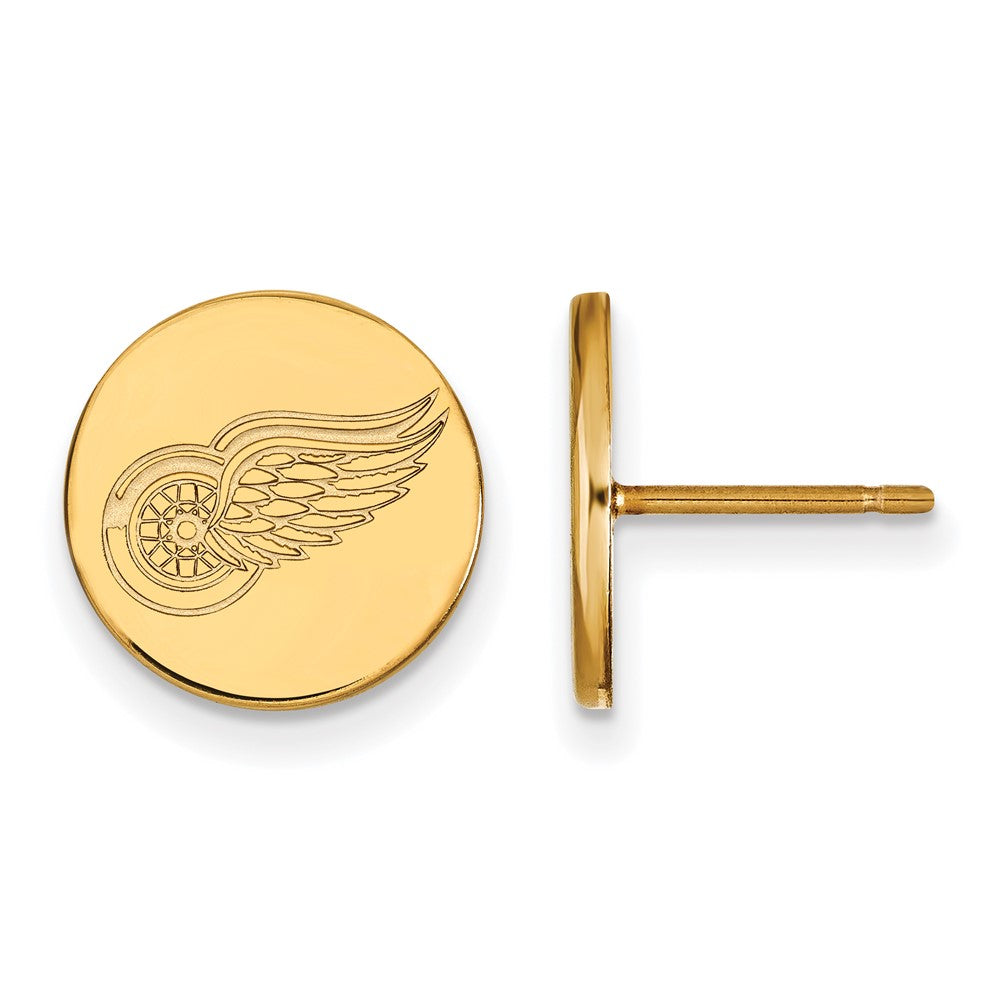 Vergoldet Sterlingsilber Nhl Logoart Detroit Rot Flügel Klein Plättchen Ohrstecker