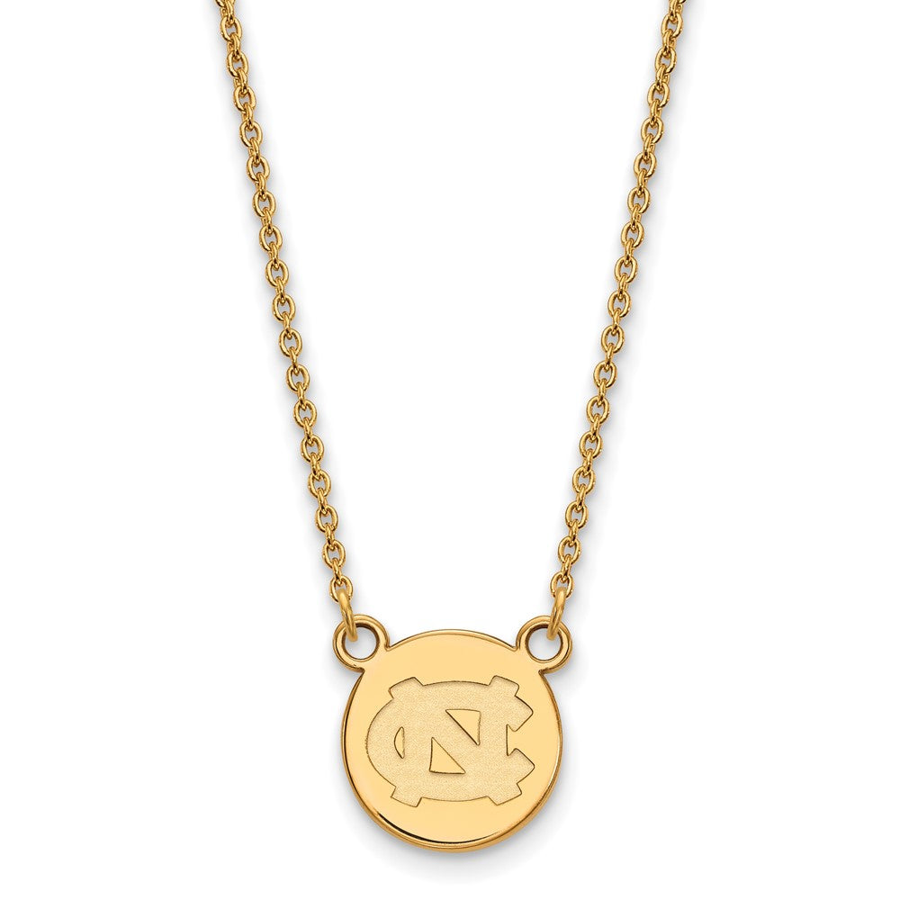Vergoldet Sterlingsilber Logoart University Of North Carolina Klein Plättchen 18 Zoll Halskette