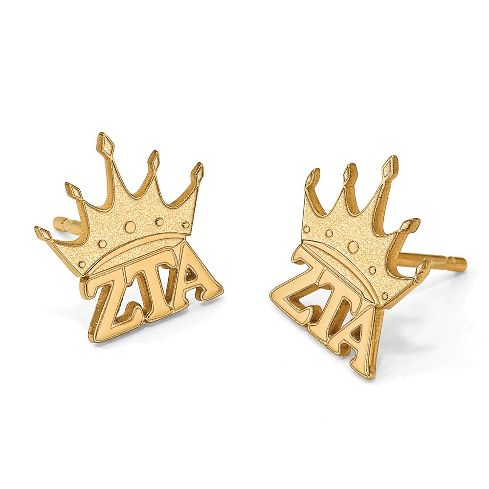 Vergoldet Sterlingsilber Logoart Zeta Tau Alpha Sorority Symbol Extra Klein Ohrstecker