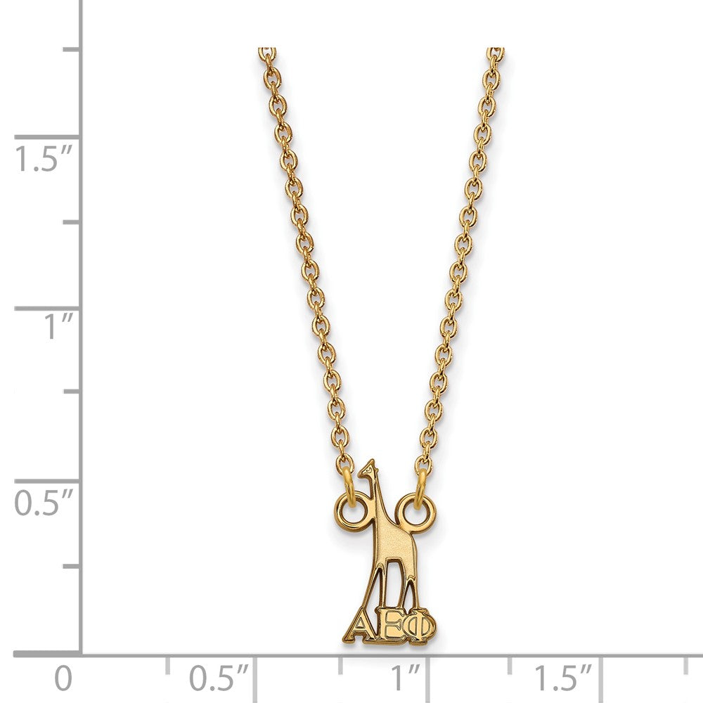 Vergoldet Sterlingsilber Logoart Alpha Epsilon Phi Sorority Symbol Extra Klein Anhänger 18 Zoll Halskette