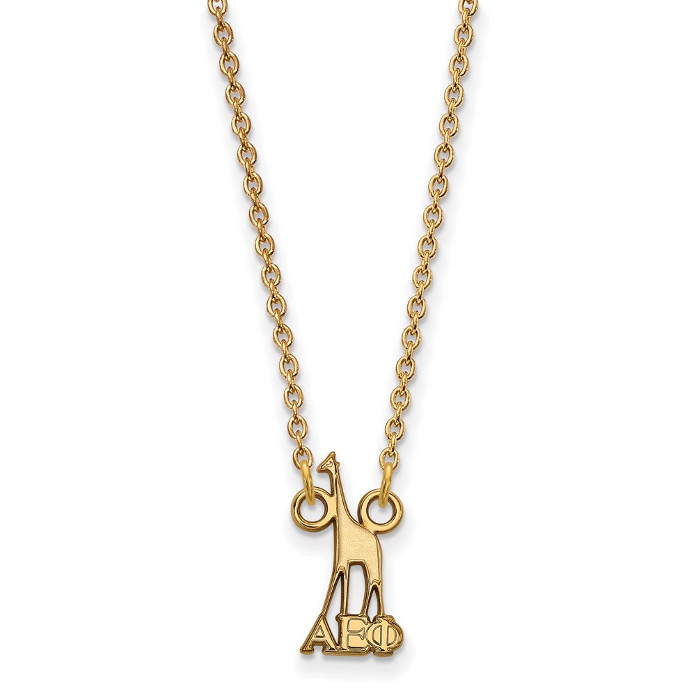 Vergoldet Sterlingsilber Logoart Alpha Epsilon Phi Sorority Symbol Extra Klein Anhänger 18 Zoll Halskette