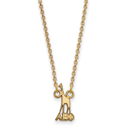 Vergoldet Sterlingsilber Logoart Alpha Epsilon Phi Sorority Symbol Extra Klein Anhänger 18 Zoll Halskette