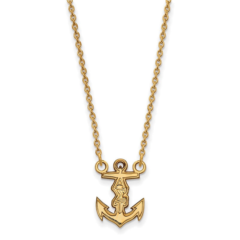 Vergoldet Sterlingsilber Logoart Alpha Sigma Tau Sorority Symbol Extra Klein Anhänger 18 Zoll Halskette