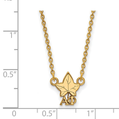 Vergoldet Sterlingsilber Logoart Alpha Phi Sorority Symbol Extra Klein Anhänger 18 Zoll Halskette