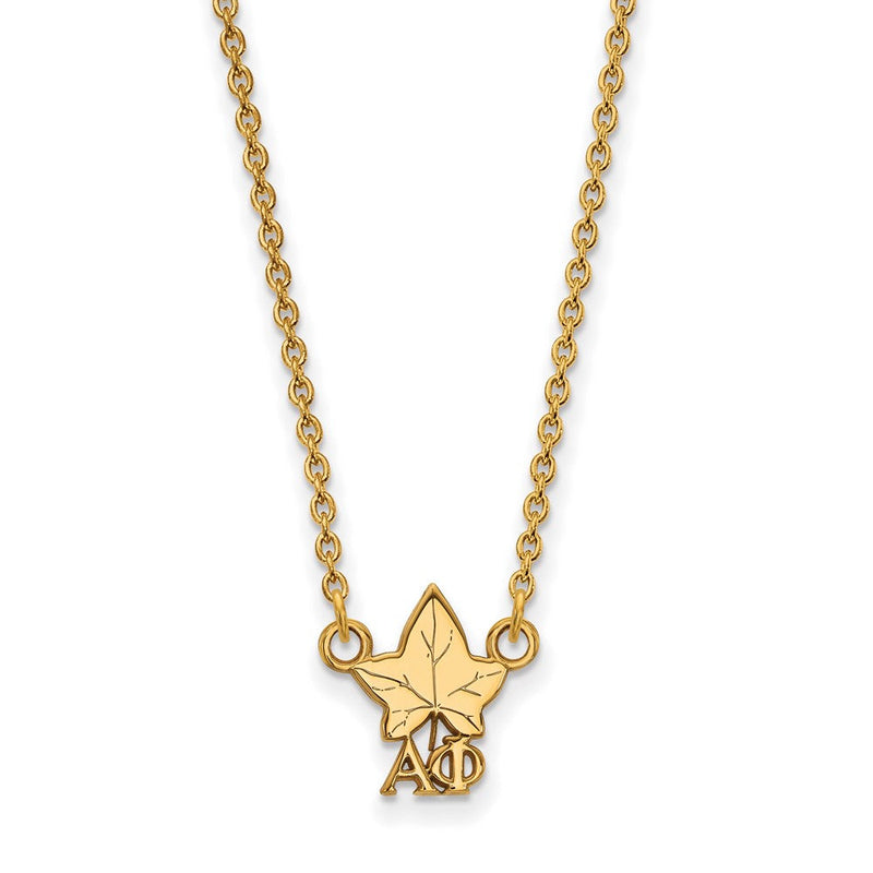 Vergoldet Sterlingsilber Logoart Alpha Phi Sorority Symbol Extra Klein Anhänger 18 Zoll Halskette