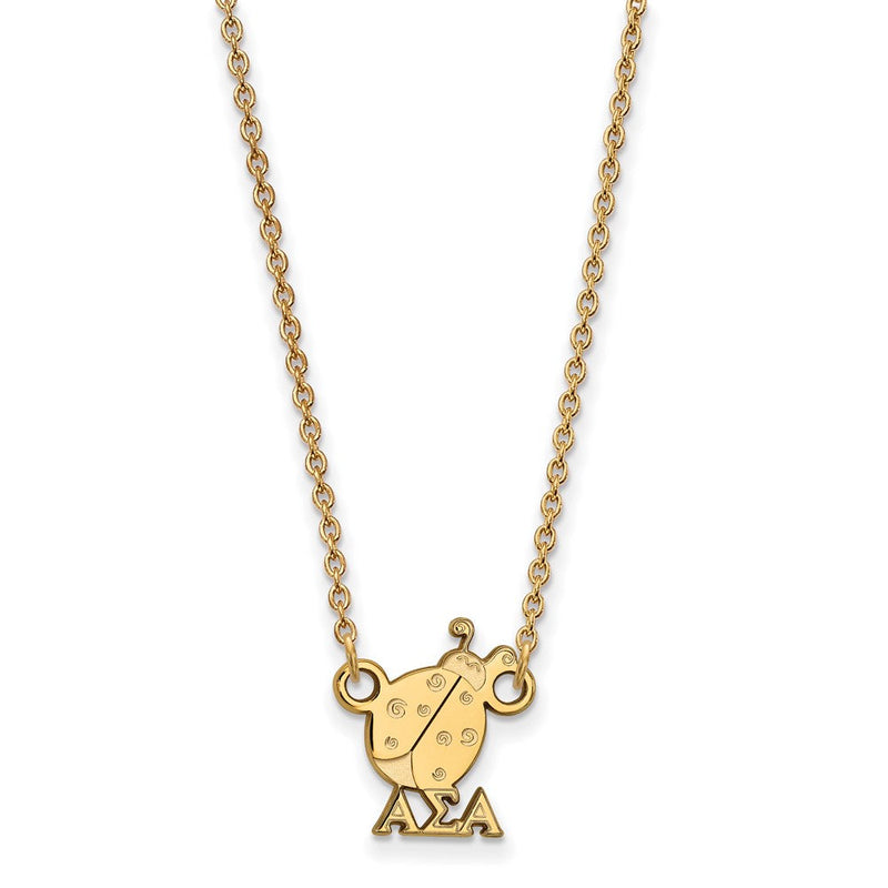 Vergoldet Sterlingsilber Logoart Alpha Sigma Sorority Symbol Extra Klein Anhänger 18 Zoll Halskette
