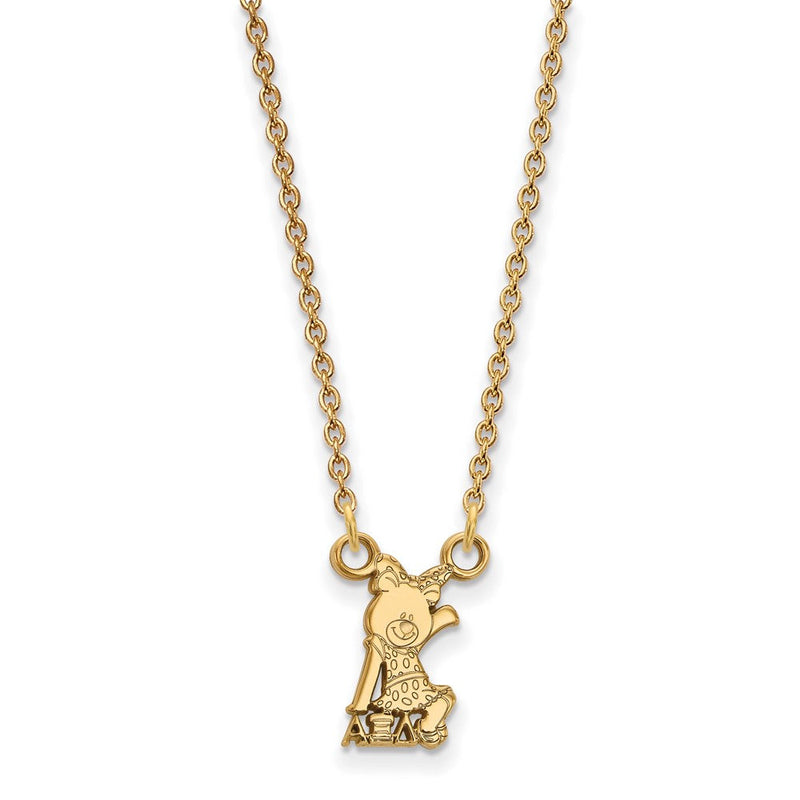 Vergoldet Sterlingsilber Logoart Alpha Xi Delta Sorority Symbol Extra Klein Anhänger 18 Zoll Halskette