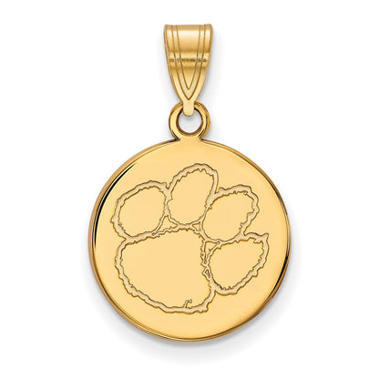 Vergoldet Sterlingsilber Logoart Clemson University Tiger Paw Mittel Plättchen Anhänger