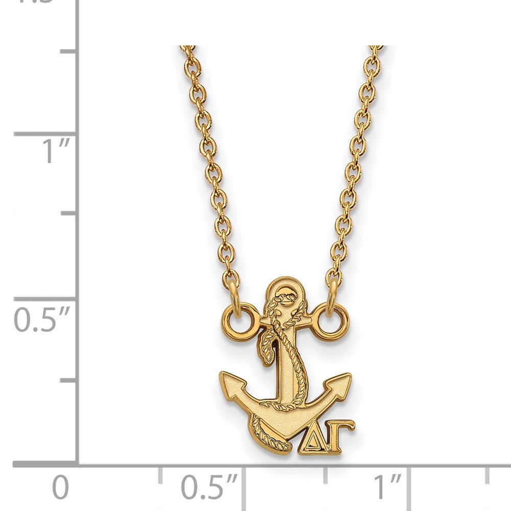 Vergoldet Sterlingsilber Logoart Delta Gamma Sorority Symbol Extra Klein Anhänger 18 Zoll Halskette