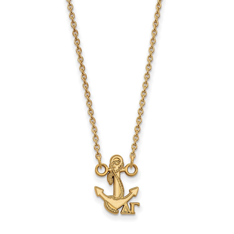 Vergoldet Sterlingsilber Logoart Delta Gamma Sorority Symbol Extra Klein Anhänger 18 Zoll Halskette
