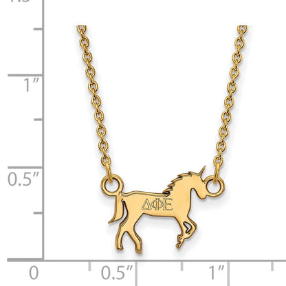 Vergoldet Sterlingsilber Logoart Delta Phi Epsilon Sorority Symbol Extra Klein Anhänger 18 Zoll Halskette