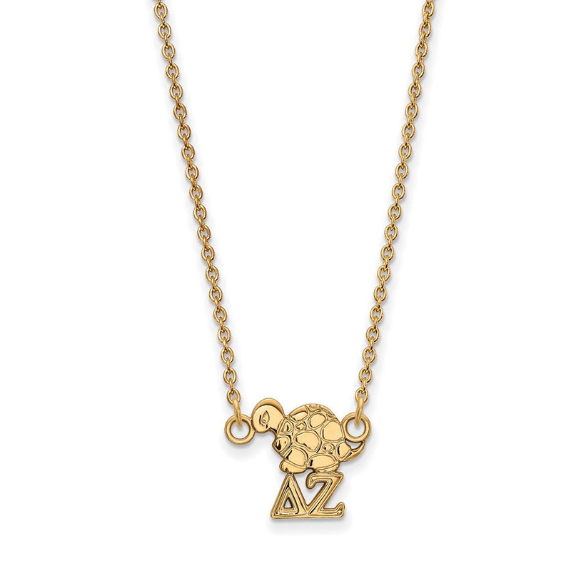 Vergoldet Sterlingsilber Logoart Delta Zeta Sorority Symbol Extra Klein Anhänger 18 Zoll Halskette