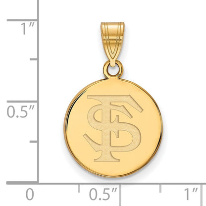 Vergoldet Sterlingsilber Logoart Florida State University F S Mittel Plättchen Anhänger