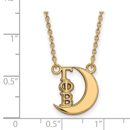 Vergoldet Sterlingsilber Logoart Gamma Phi Beta Sorority Symbol Extra Klein Anhänger 18 Zoll Halskette