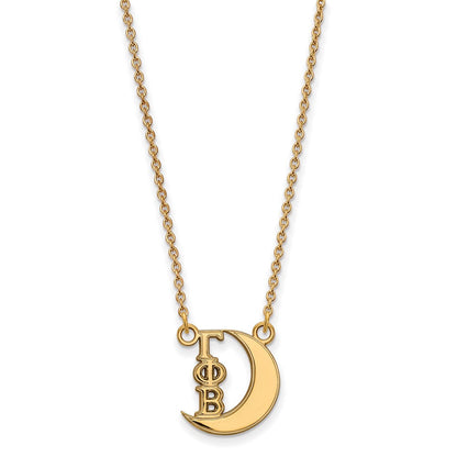 Vergoldet Sterlingsilber Logoart Gamma Phi Beta Sorority Symbol Extra Klein Anhänger 18 Zoll Halskette