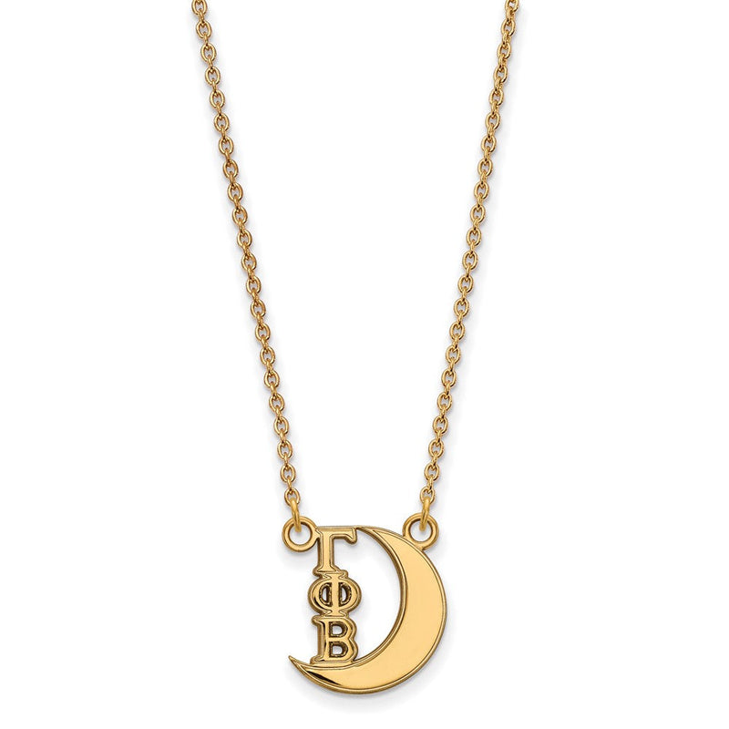 Vergoldet Sterlingsilber Logoart Gamma Phi Beta Sorority Symbol Extra Klein Anhänger 18 Zoll Halskette