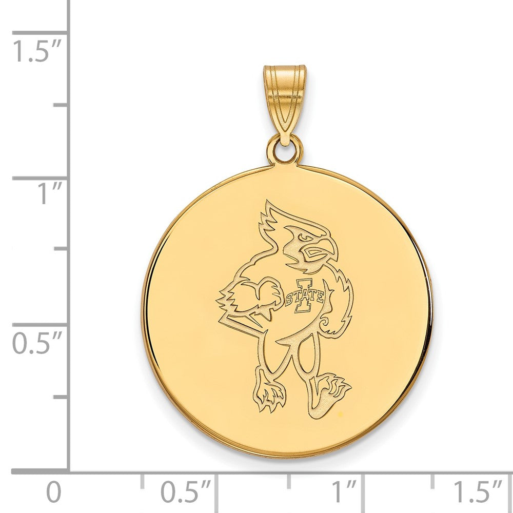 10K Gelbgold Logoart Iowa State University Cardinal Extra Groß Plättchen Anhänger