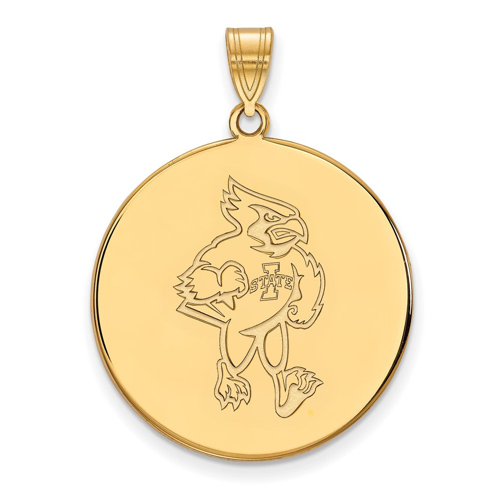10K Gelbgold Logoart Iowa State University Cardinal Extra Groß Plättchen Anhänger