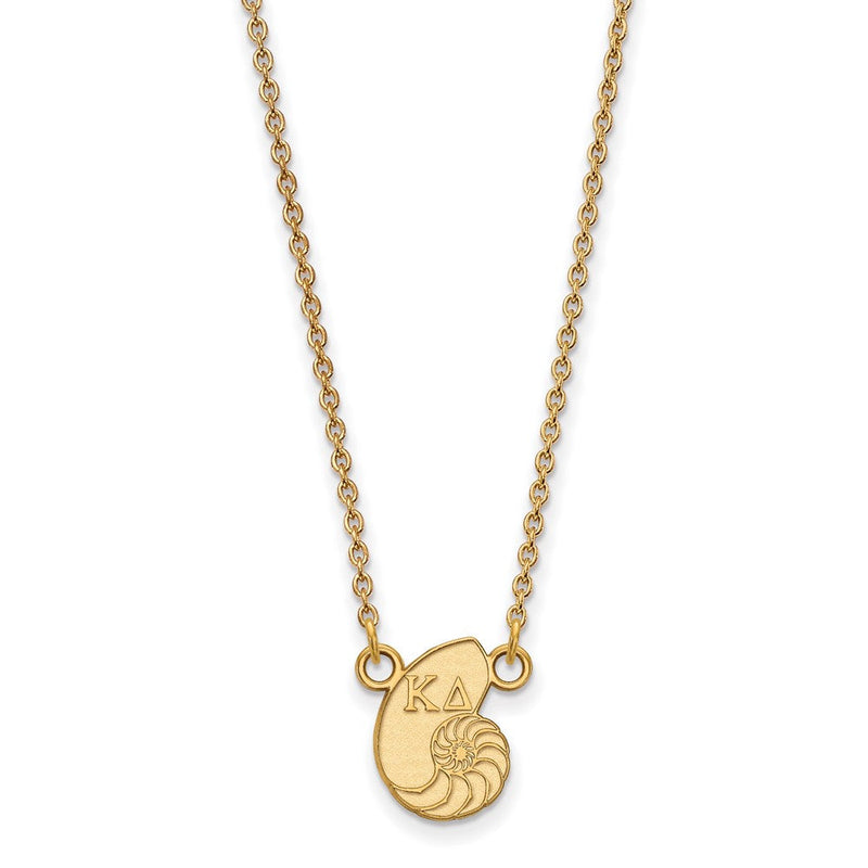 Vergoldet Sterlingsilber Logoart Kappa Delta Sorority Symbol Extra Klein Anhänger 18 Zoll Halskette