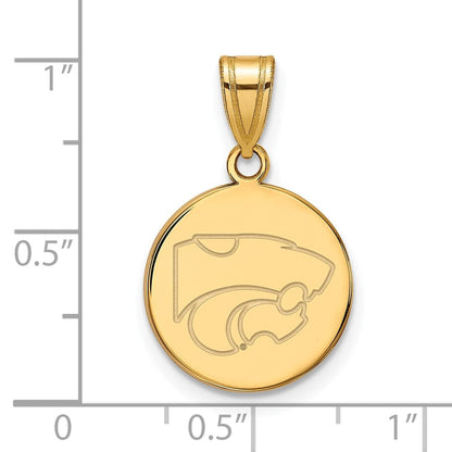 Vergoldet Sterlingsilber Logoart Kansas State University Wildkatze Mittel Plättchen Anhänger
