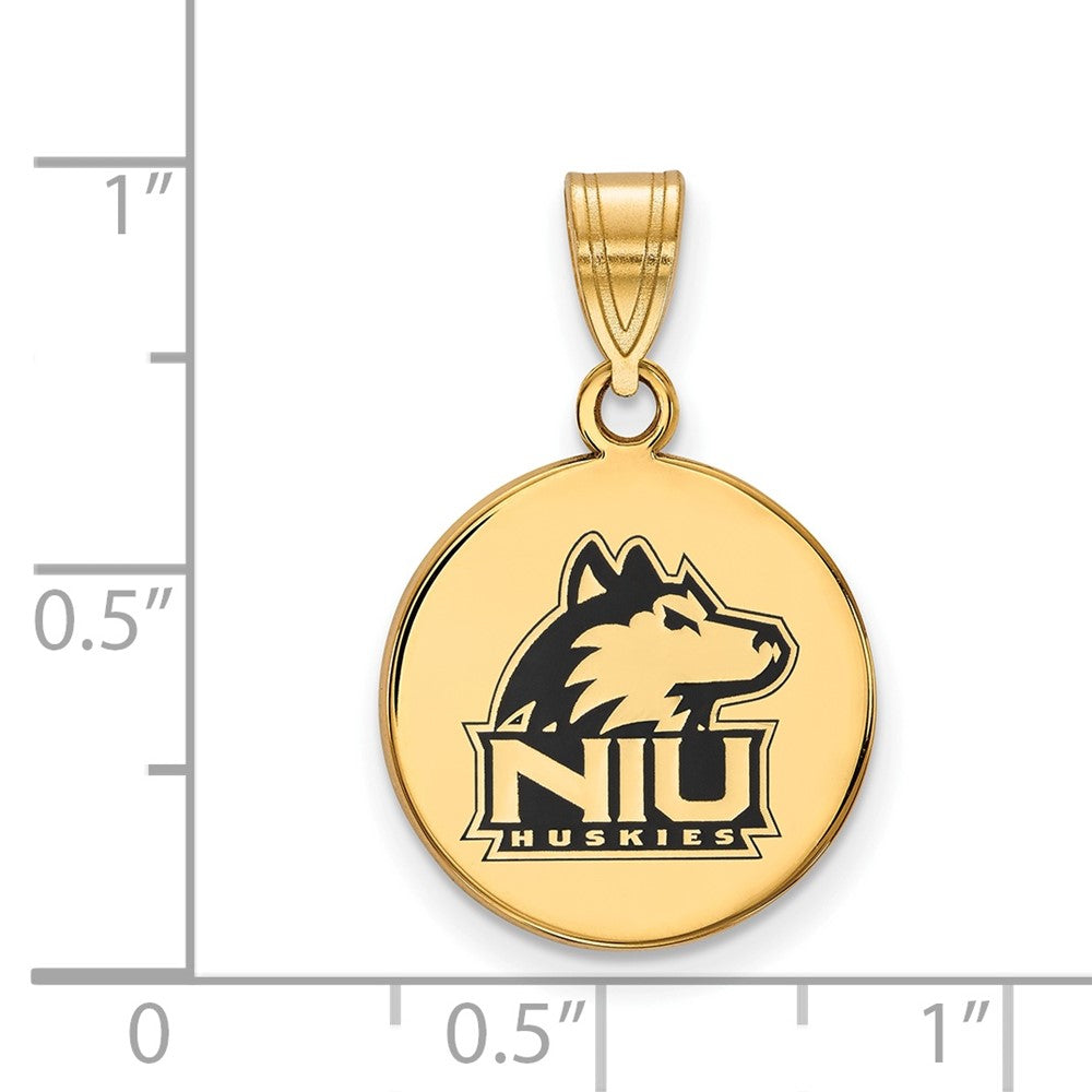 Vergoldet Sterlingsilber Logoart Northern Illinois University N I U Huskies Mittel Emailliert Plättchen Anhänger