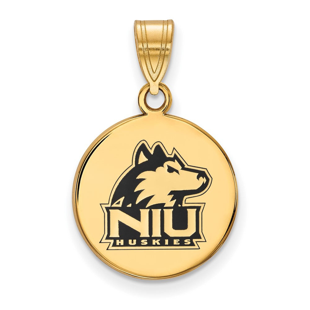 Vergoldet Sterlingsilber Logoart Northern Illinois University N I U Huskies Mittel Emailliert Plättchen Anhänger