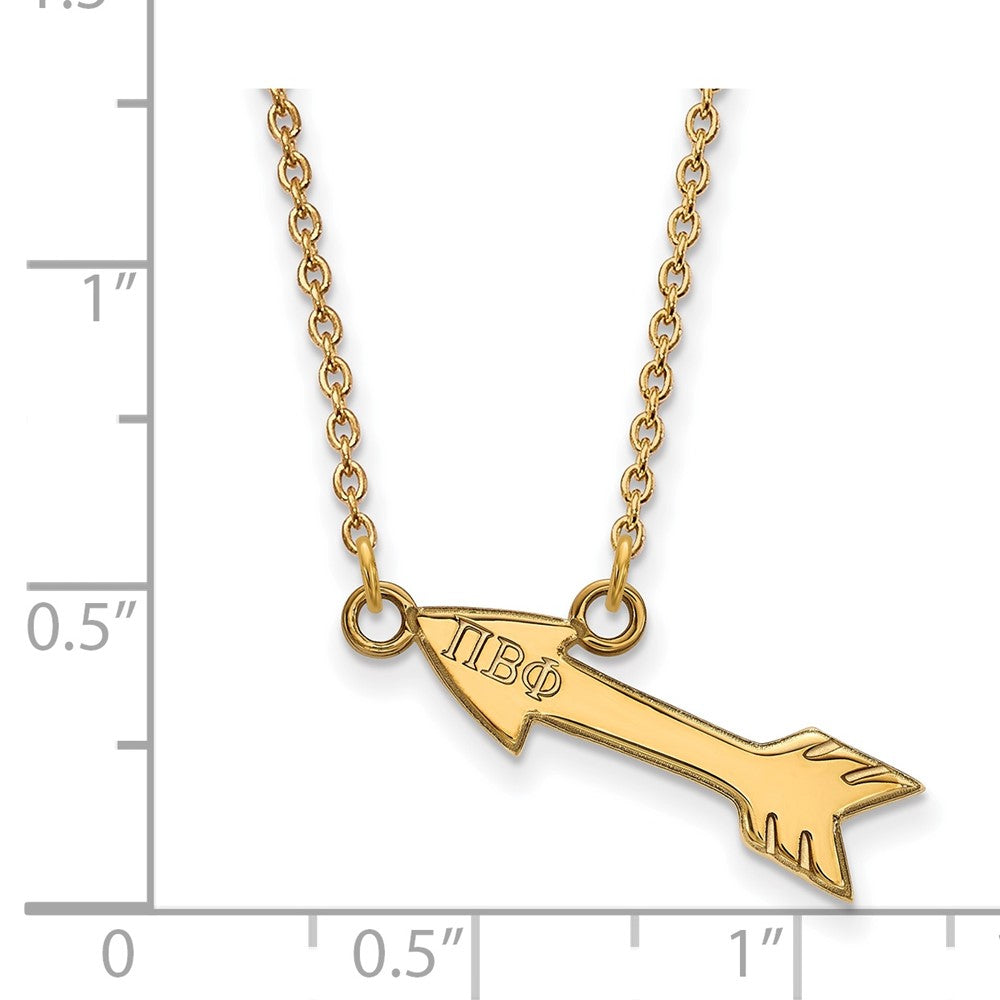 Vergoldet Sterlingsilber Logoart Pi Beta Phi Sorority Symbol Extra Klein Anhänger 18 Zoll Halskette