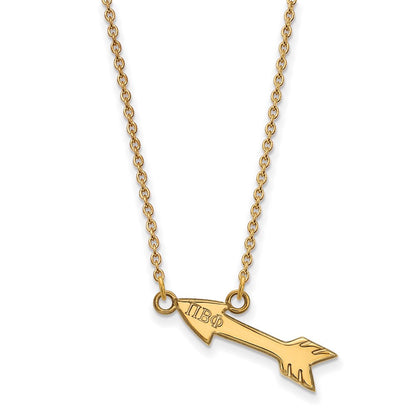 Vergoldet Sterlingsilber Logoart Pi Beta Phi Sorority Symbol Extra Klein Anhänger 18 Zoll Halskette