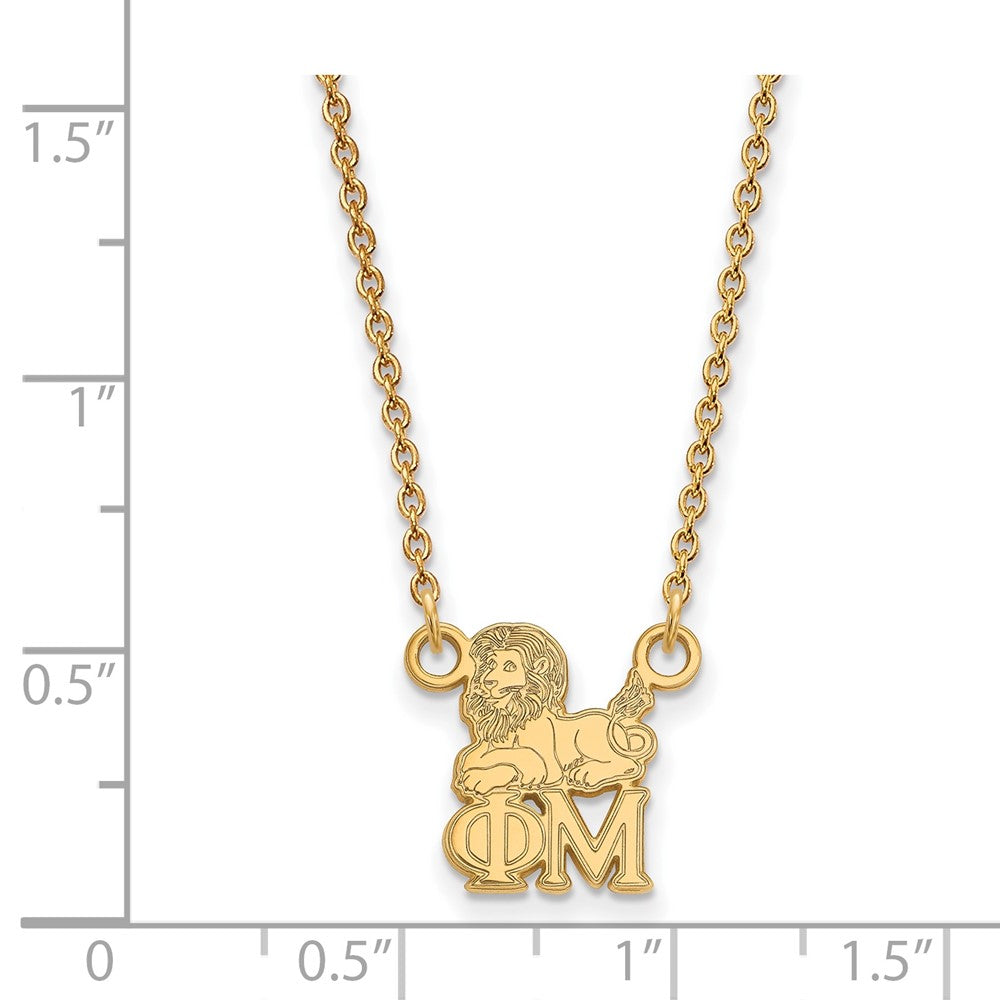 Vergoldet Sterlingsilber Logoart Phi Mu Sorority Symbol Extra Klein Anhänger 18 Zoll Halskette