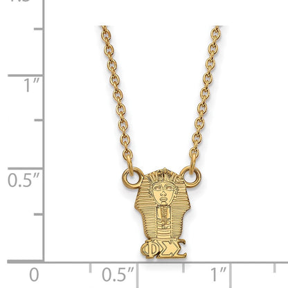Vergoldet Sterlingsilber Logoart Phi Sigma Sorority Symbol Extra Klein Anhänger 18 Zoll Halskette