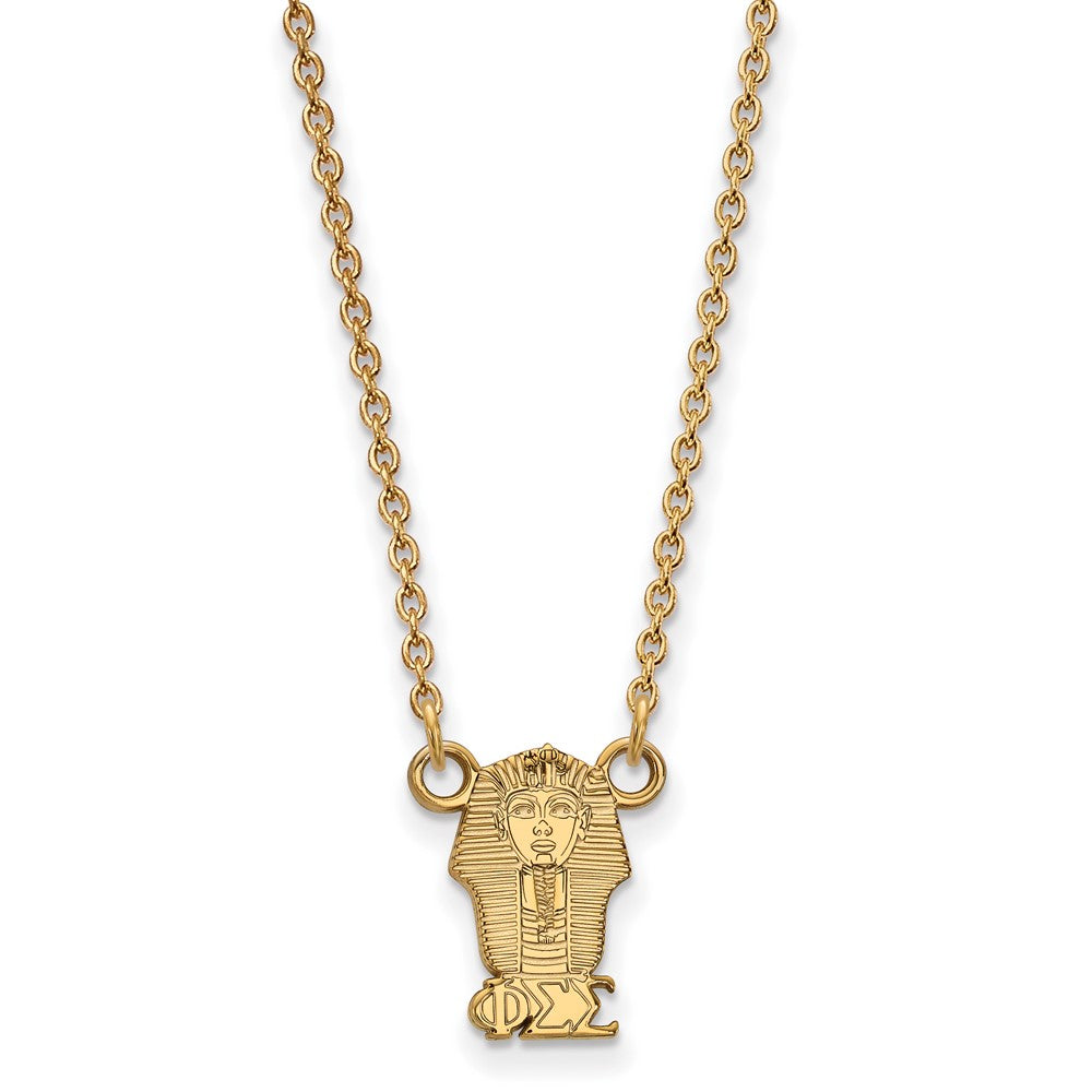 Vergoldet Sterlingsilber Logoart Phi Sigma Sorority Symbol Extra Klein Anhänger 18 Zoll Halskette