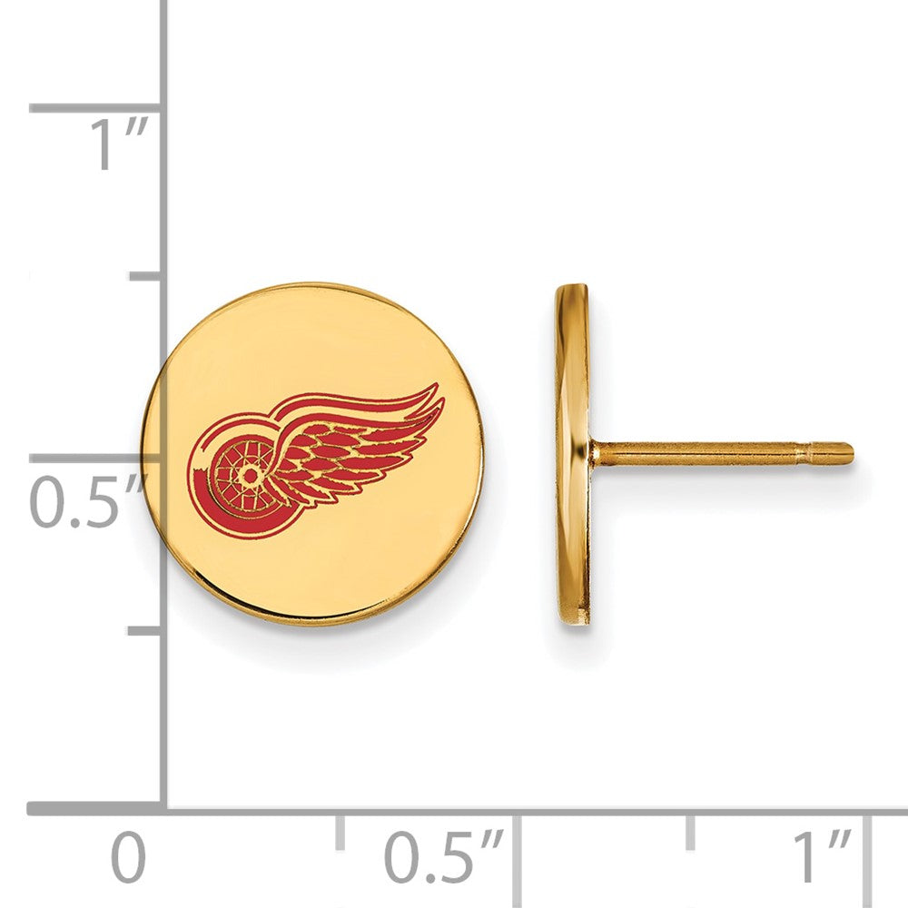 Vergoldet Sterlingsilber Nhl Logoart Detroit Rot Flügel Klein Emailliert Plättchen Ohrstecker