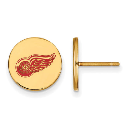 Vergoldet Sterlingsilber Nhl Logoart Detroit Rot Flügel Klein Emailliert Plättchen Ohrstecker