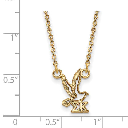 Vergoldet Sterlingsilber Logoart Sigma Kappa Sorority Symbol Extra Klein Anhänger 18 Zoll Halskette