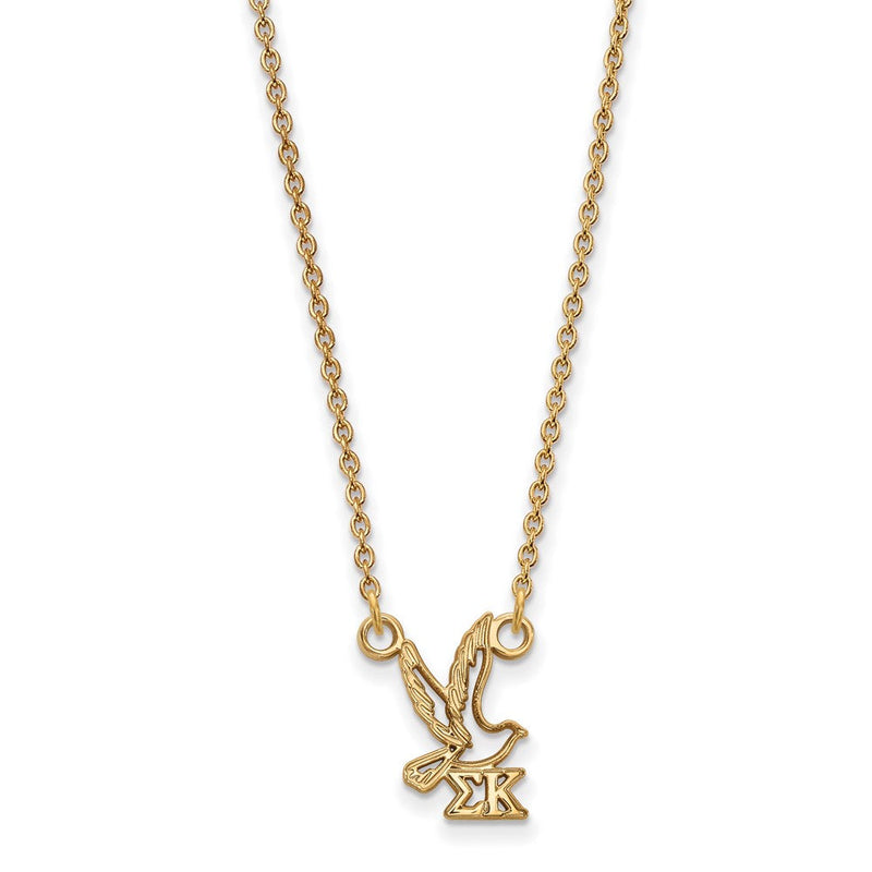 Vergoldet Sterlingsilber Logoart Sigma Kappa Sorority Symbol Extra Klein Anhänger 18 Zoll Halskette