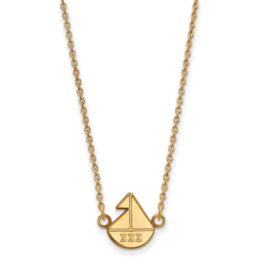 Vergoldet Sterlingsilber Logoart Sigma Sorority Symbol Extra Klein Anhänger 18 Zoll Halskette