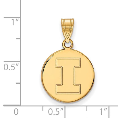 10K Gelbgold Logoart University Of Illinois Buchstabe I Mittel Plättchen Anhänger
