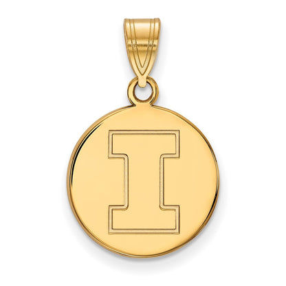 10K Gelbgold Logoart University Of Illinois Buchstabe I Mittel Plättchen Anhänger