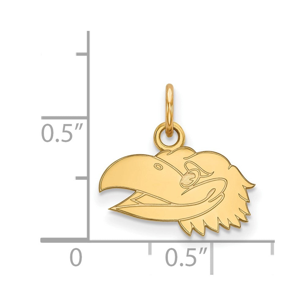 Vergoldet Sterlingsilber Logoart University Of Kansas Jayhawk Extra Klein Anhänger