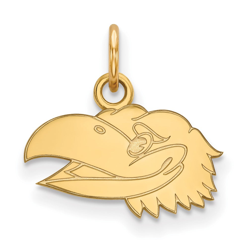 Vergoldet Sterlingsilber Logoart University Of Kansas Jayhawk Extra Klein Anhänger