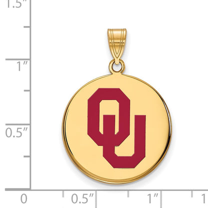 Vergoldet Sterlingsilber Logoart University Of Oklahoma O U Groß Emailliert Plättchen Anhänger