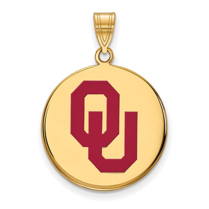 Vergoldet Sterlingsilber Logoart University Of Oklahoma O U Groß Emailliert Plättchen Anhänger