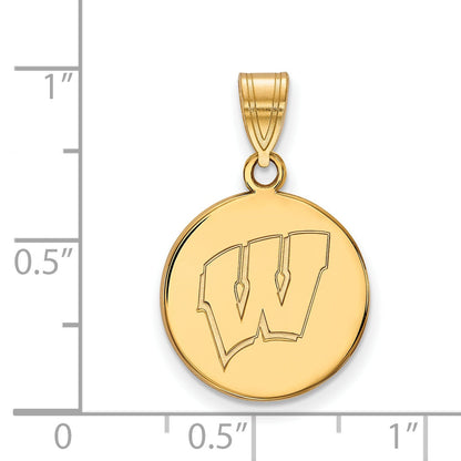 10K Gelbgold Logoart University Of Wisconsin Buchstabe W Mittel Plättchen Anhänger