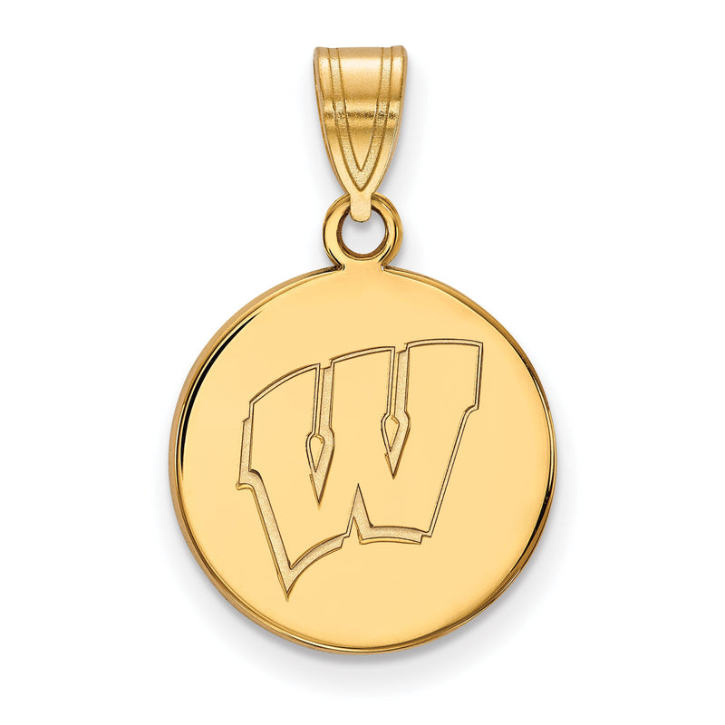 10K Gelbgold Logoart University Of Wisconsin Buchstabe W Mittel Plättchen Anhänger